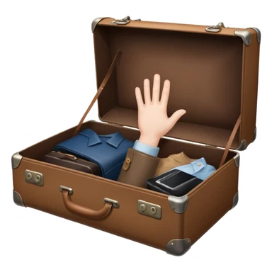 Suitcase with a hand sticking out sticker