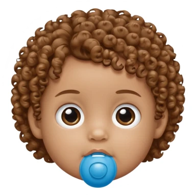 A baby with light brown skin, curly light-brown hair, wide brown eyes, and a blue pacifier. sticker