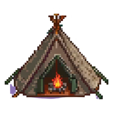 green and yellow camping tent sticker