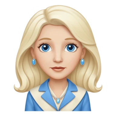 Patty Andrews from the Andrews Sisters with long platinum blonde hair, blue eyes, ivory outfit sticker