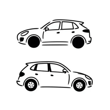 blueprint style illustration of a Porsche Cayenne, side and top view sticker