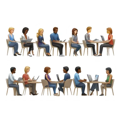 daily standup meeting people sitting in light colored chairs sticker