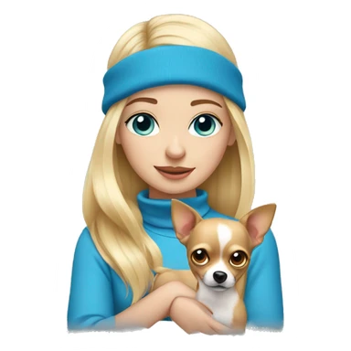 blonde girl with blue eyes holding her Chihuahua  sticker