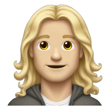 white man with long blonde hair with pug sticker