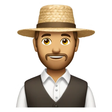 Amish man white with brown straw hat building a building sticker