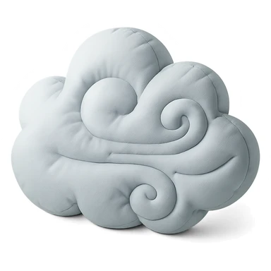 windy cloud with swirling wind lines, soft plush cushion style sticker