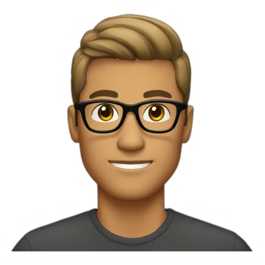 tan guy with hair like cristiano ronaldo, black framed glasses with small beard brown eyes sticker