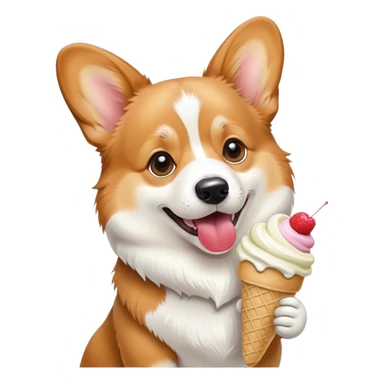 Corgi eating ice cream sticker
