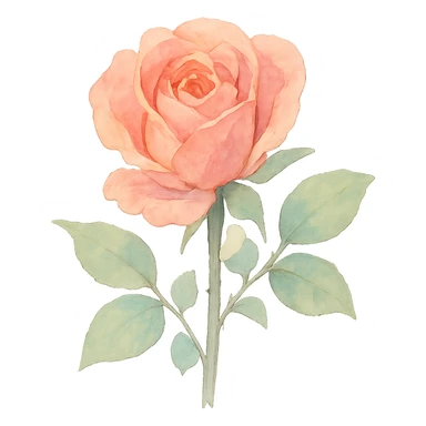 watercolor illustration of a rose, light brush strokes, pastel shades sticker