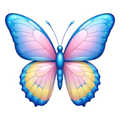 Pastel whitish light pale pink-blue-yellow-gradients shiny sparkly glittery fine nice gorgeous colorful bufferfly sticker
