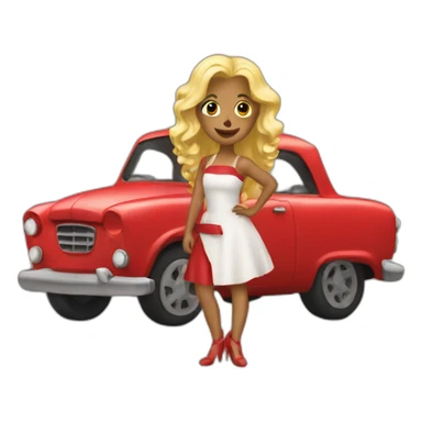 Red car with blonde giró sticker