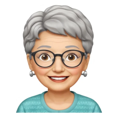 grandma, short salt and pepper hair and glasses sticker