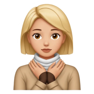 Woman with her hands wrapped around her neck sticker