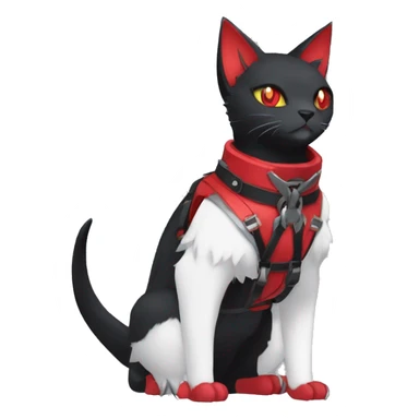 cool edgy kawaii elegant beautiful black punk red fantasy nargacuga-bat-cat-Fakemon collar harness full body sticker