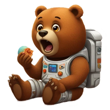 Hungry bear eating on mars sticker