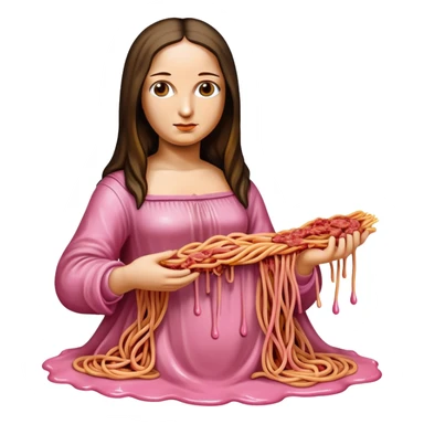  SPAM meat melted pink dripping sauce spaghetti dress monalisa portrait sticker