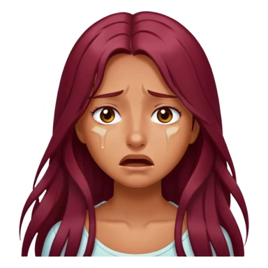 tanned skin goth girl long burgundy hair crying sticker