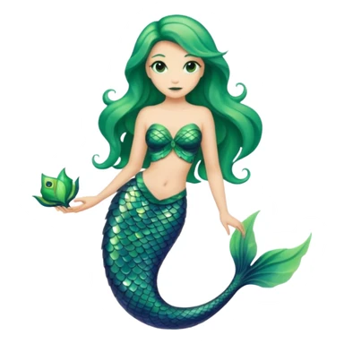 siren aesthetic fin green sticker
