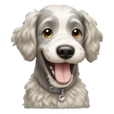 Grey and beige doodle dog smiling sticker