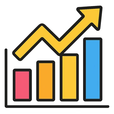 rising graph icon, clean and modern style sticker