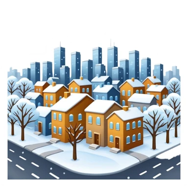 city with falling snow sticker