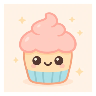 cupcake with pink icing, clear cupcake shape, pink frosting, playful and inviting, visually appealing, no text sticker