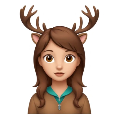 Make a cute girl deer with brown hair and brown eyes give her cute lashes sticker
