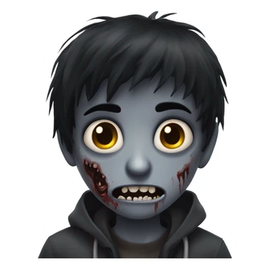 Boy, zombie, emo, black hair, medium long, dark, spooky, creepy expression sticker
