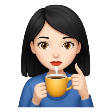 black hair girl withcoffee sticker