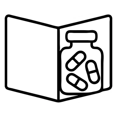 Transform this image into an open cover page design, keeping the minimal black and white outline style. Make the bottle or glass appear as if it is on the cover of a booklet or magazine, with an odd, creative layout. No background. sticker