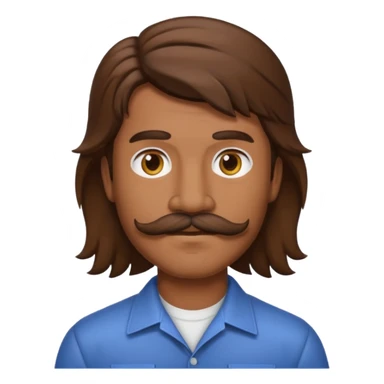 make a mullet man emoji with brown hair and mustache sticker