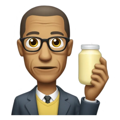 Gus fring neutral face holding mayonnaise titled "Mayonnaise" sticker