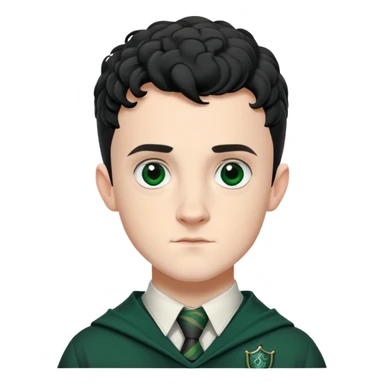 Josh Herdman is Gregory Goyle in harry potter, wear hogwarts slytherin uniform, curly short hair sticker