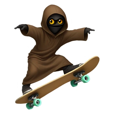 Jawa doing a kickflip on a skateboard sticker
