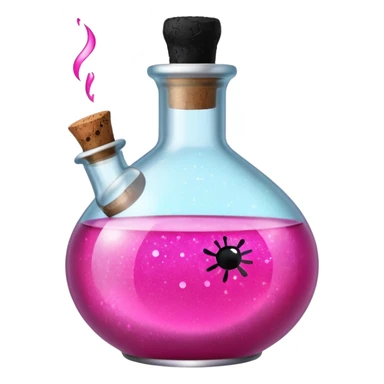 Magic potion bottle. Sparkly, hot pink, black only sticker