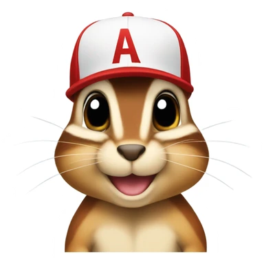Chipmunk with red baseball hat sticker