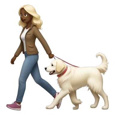 Woman walking a white golden retriever sticker