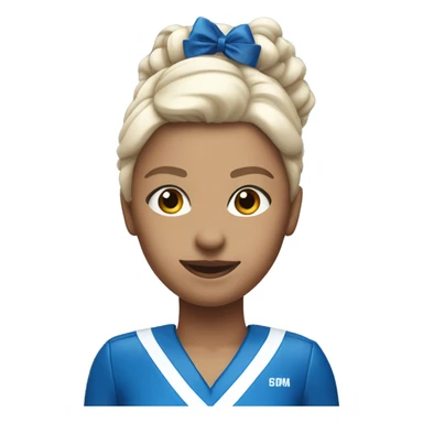 A cheerleader in a blue suit with white and blue pompoms sticker