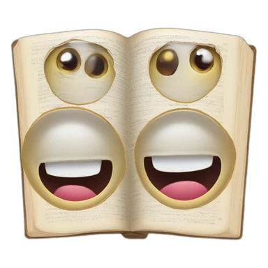 Libro interactivo digital con carita ojos y boca sonriente sticker