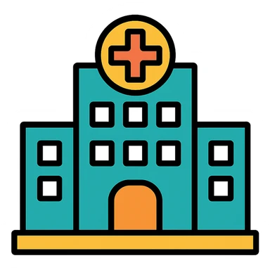 hospital icon, clean and recognizable, color outline style sticker