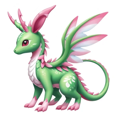 Shiny Exotic Cute Majestic Ethereal Sparkly Flygon-Sylveon-Shaymin-Meganium-Hybrid-Creature with white pattern-markings sticker