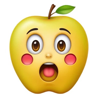 surprised apple style emoji yellow sticker