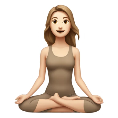 White Girl with brown hair doing padmasana in beige tight yoga suit sticker