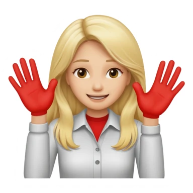 blonde female long hair saying stop smiling funny using both hands sticker