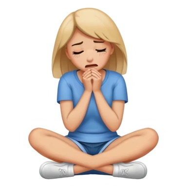 woman sitting on floor hugging her knees while crying sticker