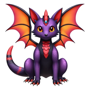 full body hybrid of Salandit Umbreon Noibat and Litten, cute pose sticker