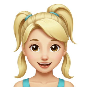 blonde girl with high pony tail hair, winking sticker