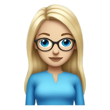 Blonde girl with blue eyes and a middle parting with blue glasses and hourglass body sticker