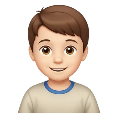 bé trai 3 tuổi, da trắng, tóc ngắn màu nâu, cười tươi sticker