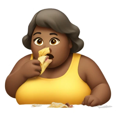 Obese women eating sticker